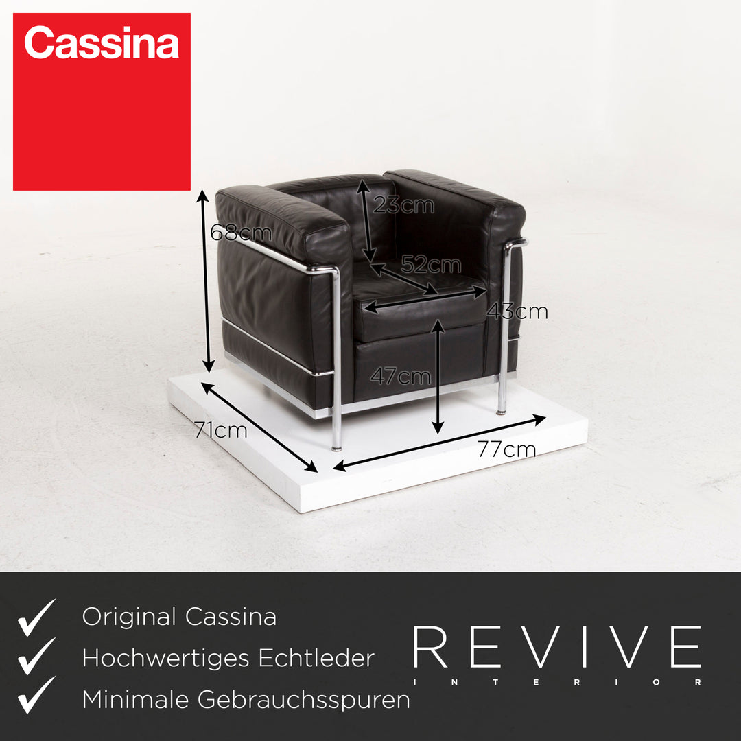 Cassina Le Corbusier LC 2 Fauteuil en Cuir Noir #13187