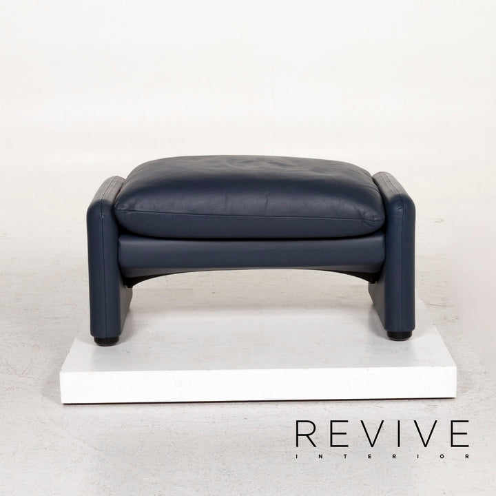 Cassina Maralunga Tabouret en cuir Bleu #12397