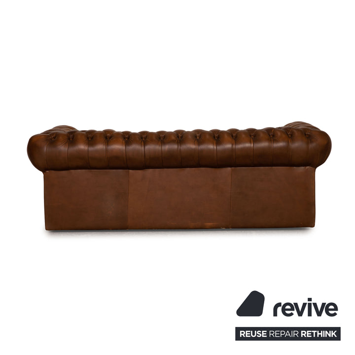 Chesterfield Leder Sofa Braun Dreisitzer