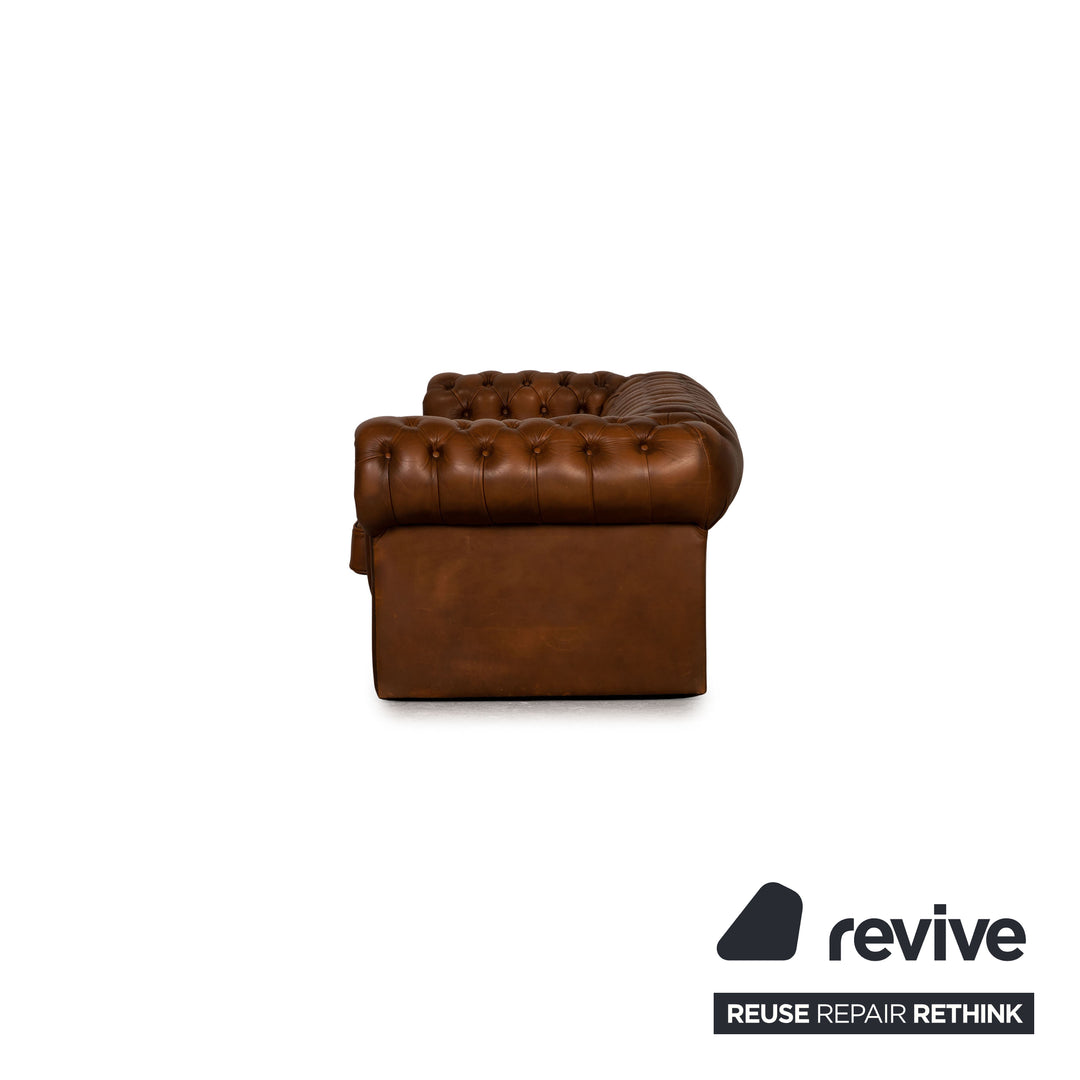 Chesterfield Leder Sofa Braun Dreisitzer