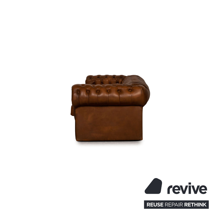 Chesterfield Leder Sofa Braun Dreisitzer