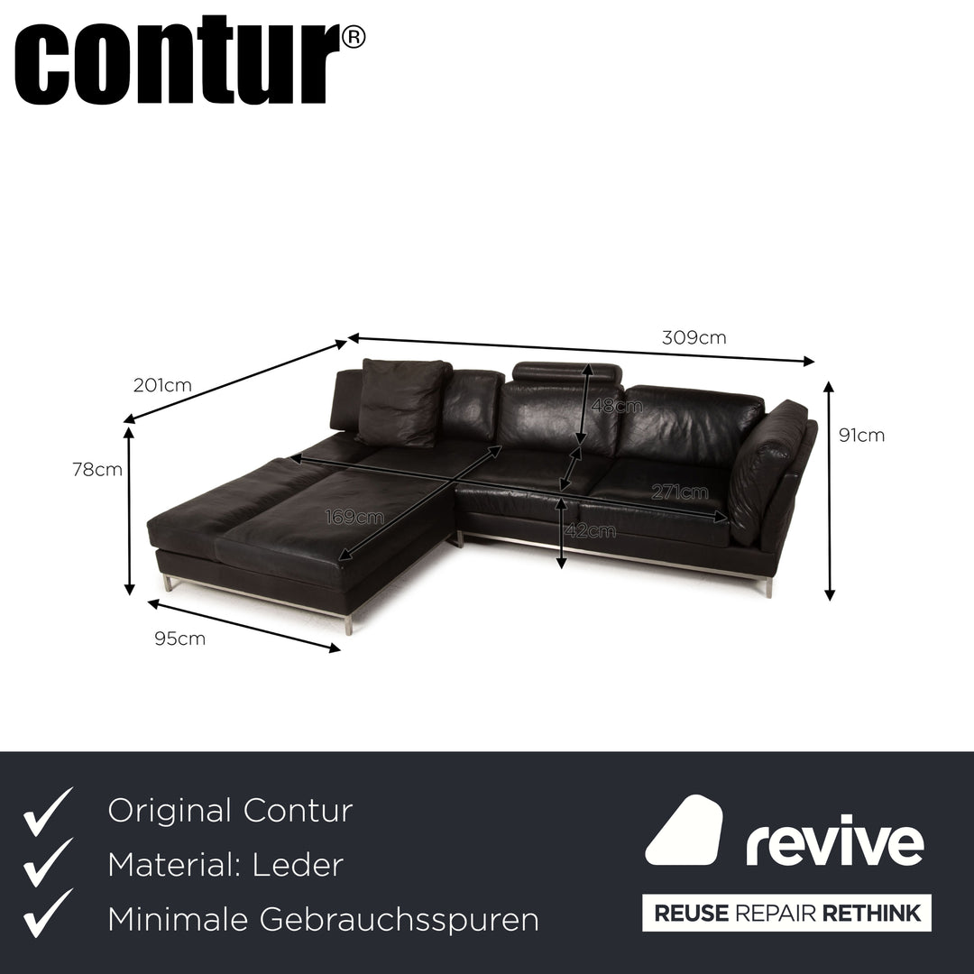 Contur Semino Leder Sofa Schwarz Ecksofa Sofa Couch