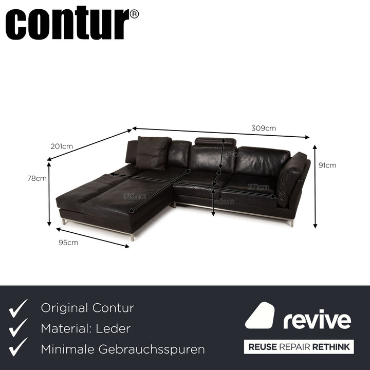 Contur Semino Leder Sofa Schwarz Ecksofa Sofa Couch