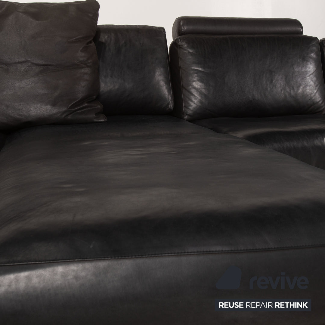 Contur Semino Leder Sofa Schwarz Ecksofa Sofa Couch