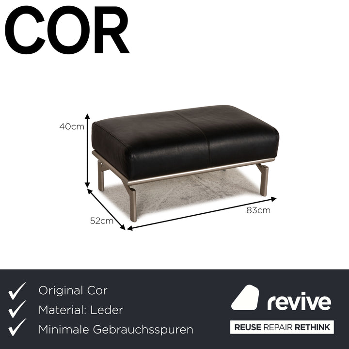 Tabouret en cuir Cor Ala noir