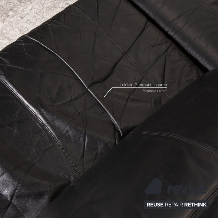 Cor Conseta leather corner sofa black sofa couch recamier right