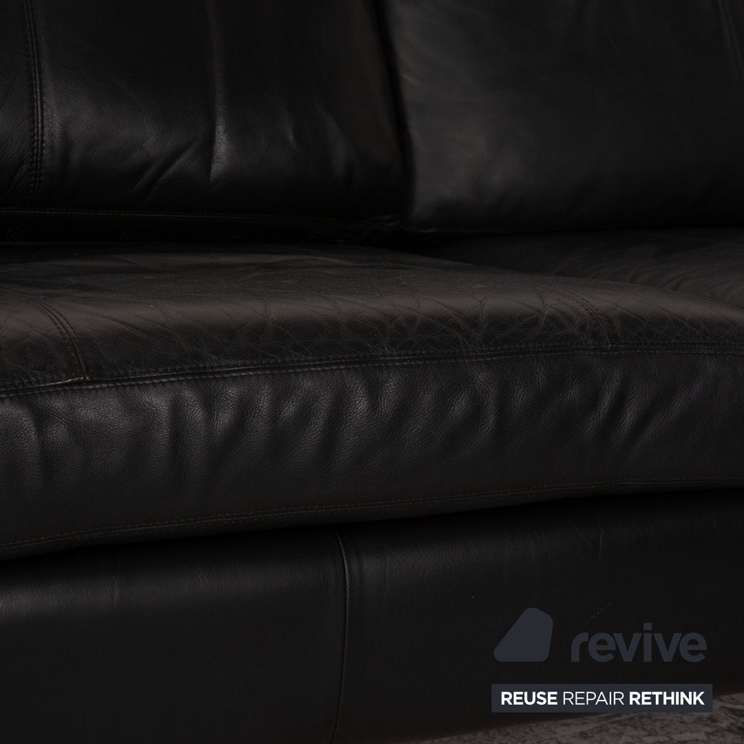 Cor Conseta leather corner sofa black sofa couch recamier right