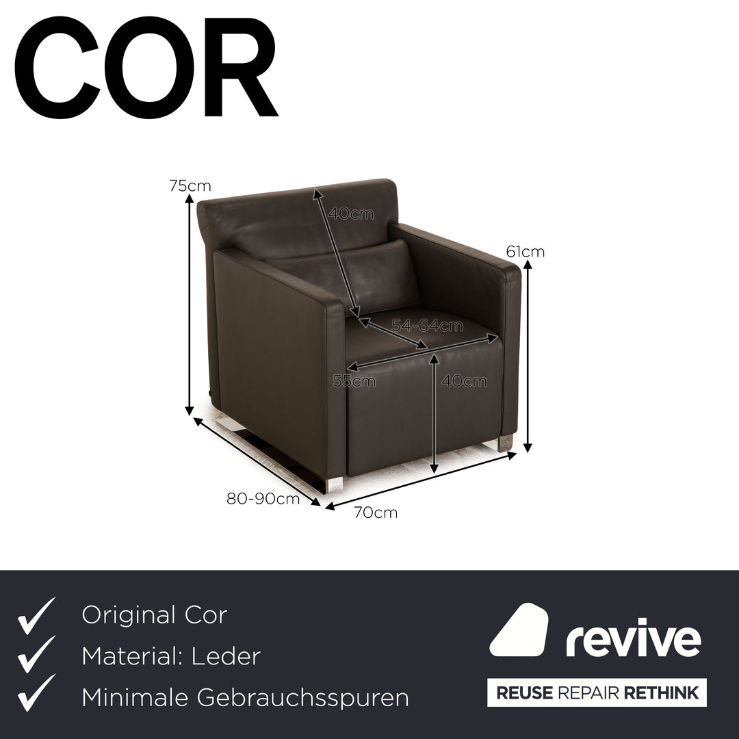 Fauteuil Cor Quant en Cuir Gris