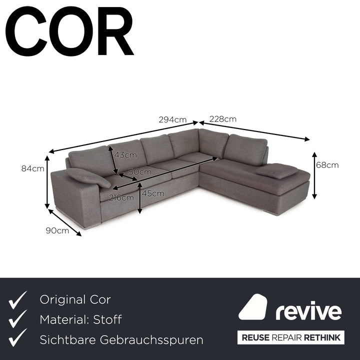 Cor Conseta Fabric Sofa Gray Corner Sofa Couch