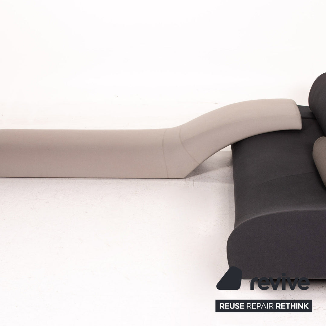Canapé d'angle en tissu Cor Lava noir gris canapé modulable #14977