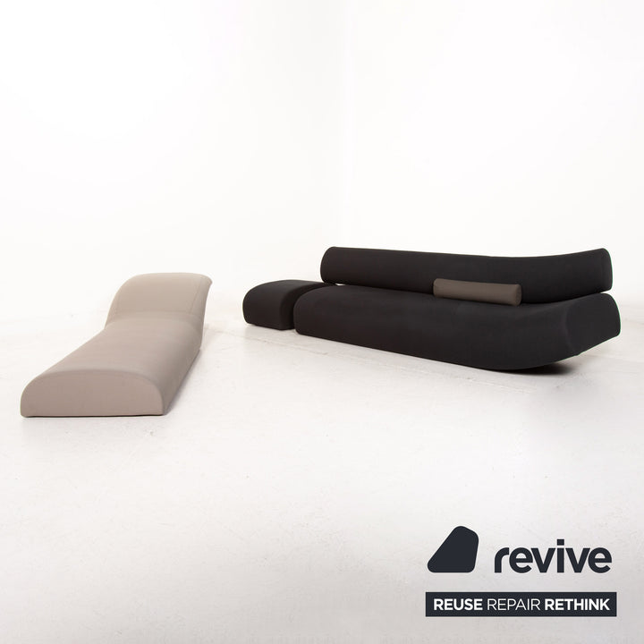 Canapé d'angle en tissu Cor Lava noir gris canapé modulable #14977