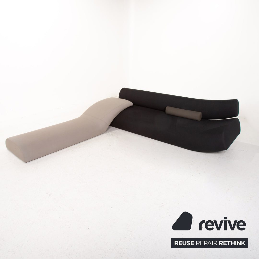 Canapé d'angle en tissu Cor Lava noir gris canapé modulable #14977