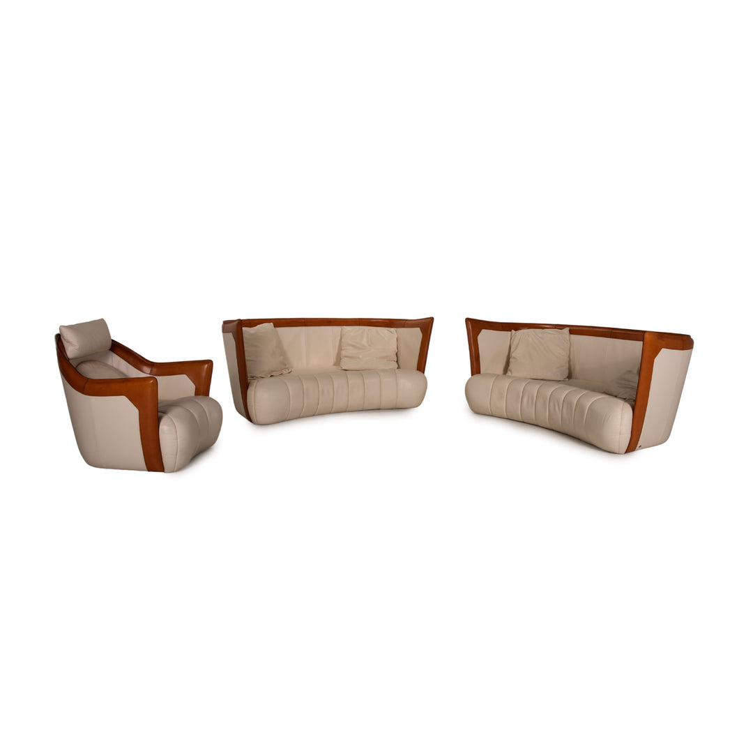 de Sede DS 146 ensemble canapé en cuir crème 2xtrois places 1xfauteuil
