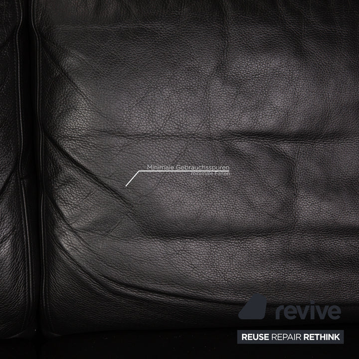 de Sede DS 17 leather three-seater black sofa couch