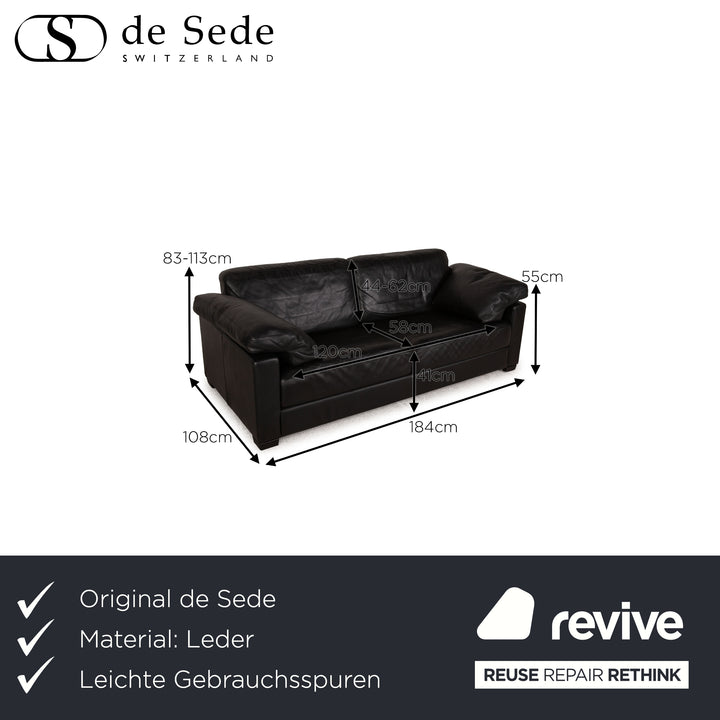 de Sede DS 17 leather three-seater black sofa couch
