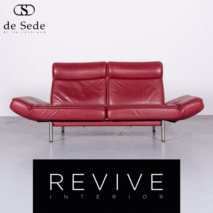 De Sede DS 450 Canapé design en cuir rouge Canapé trois places en cuir véritable #6853