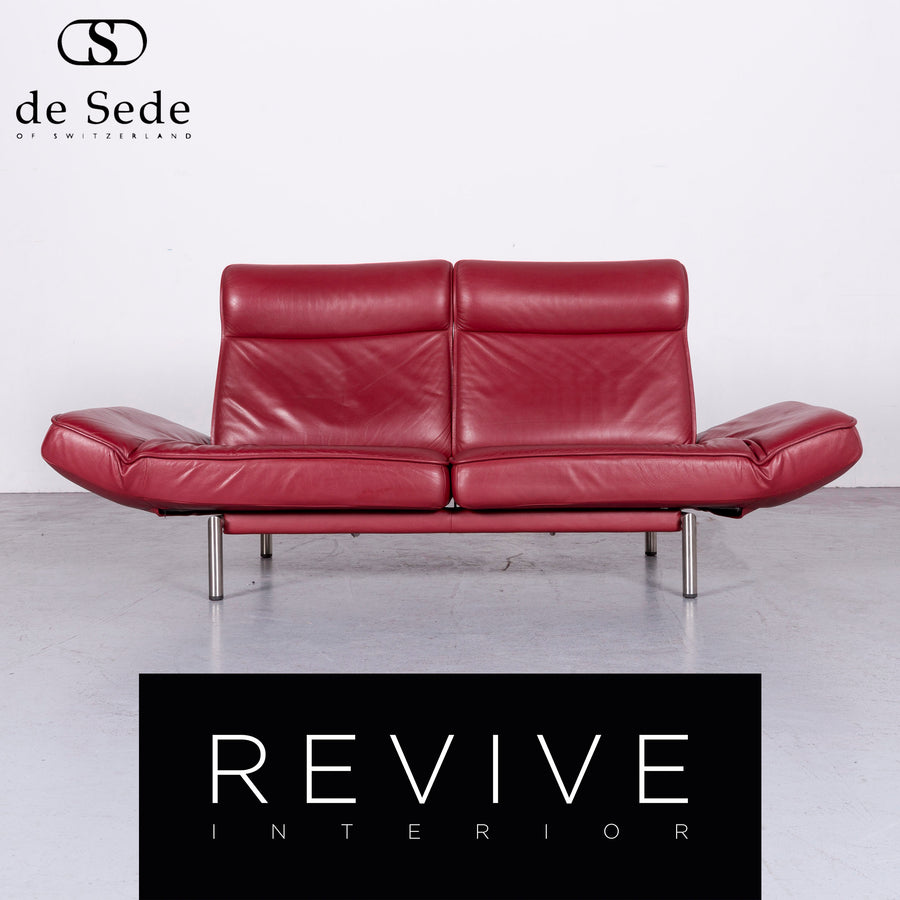 De Sede DS 450 Canapé design en cuir rouge Canapé trois places en cuir véritable #6853