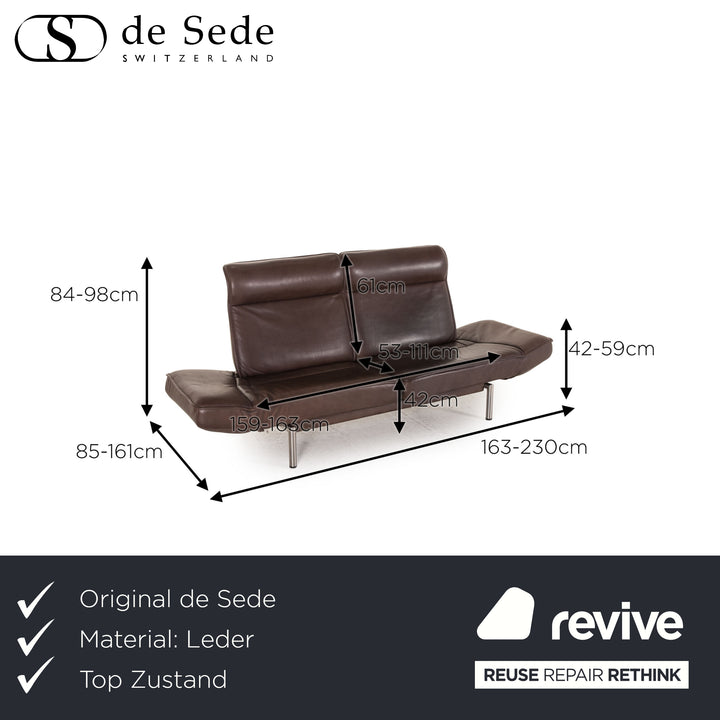 de Sede DS 450 canapé en cuir marron foncé fonction canapé deux places
