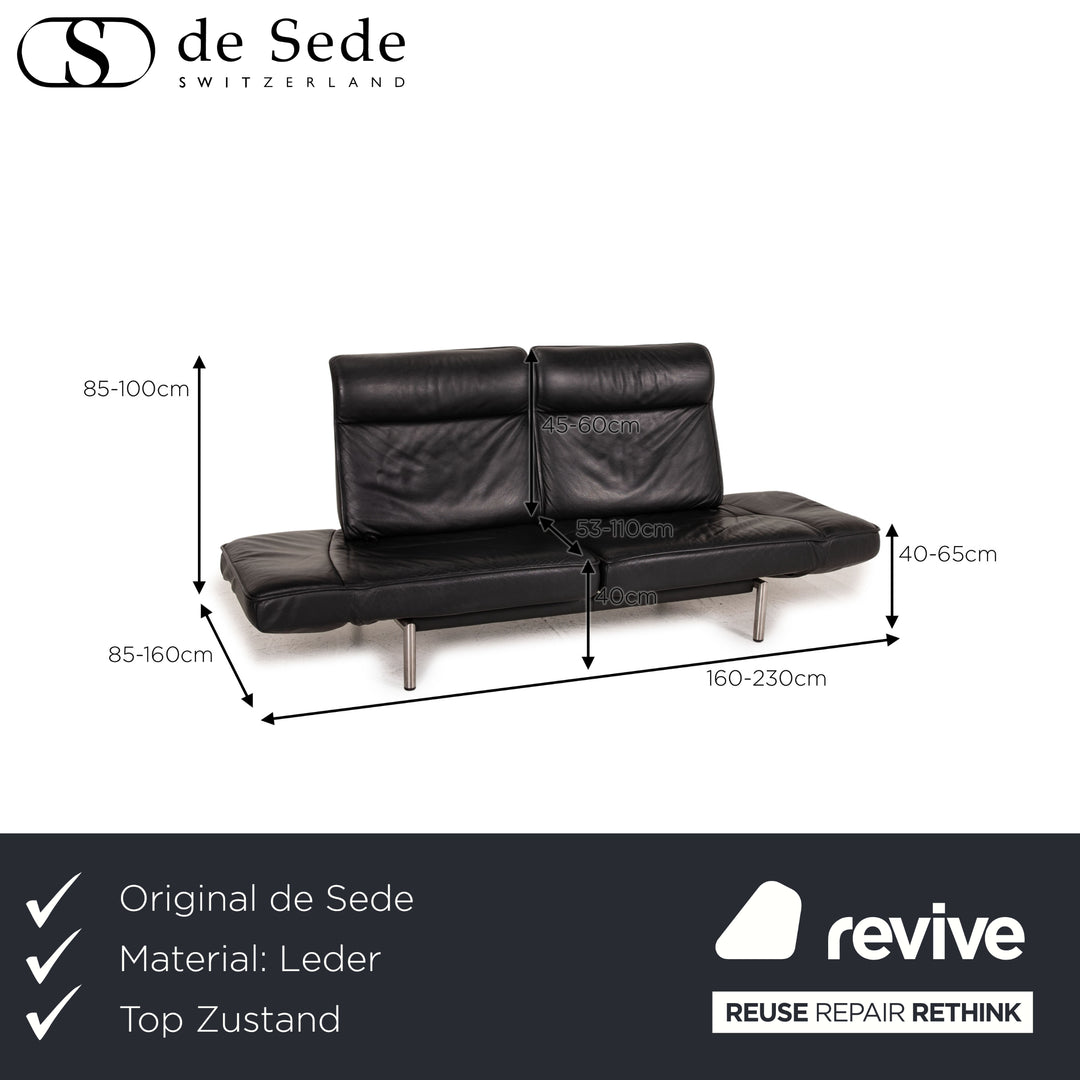 de Sede DS 450 Leder Sofa Schwarz Zweisitzer Funktion Relaxfunktion