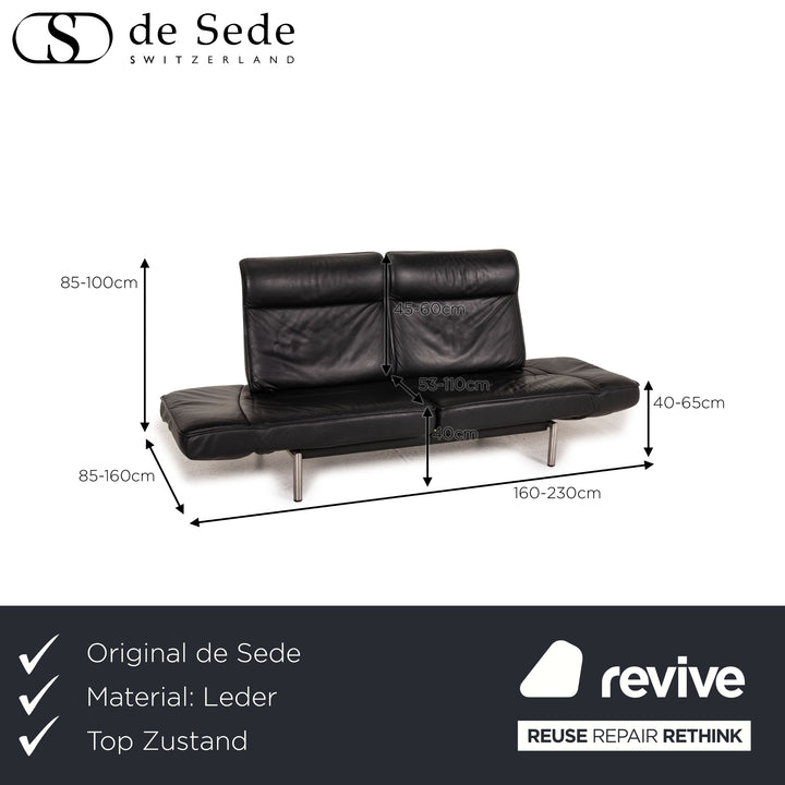 de Sede DS 450 Leder Sofa Schwarz Zweisitzer Funktion Relaxfunktion