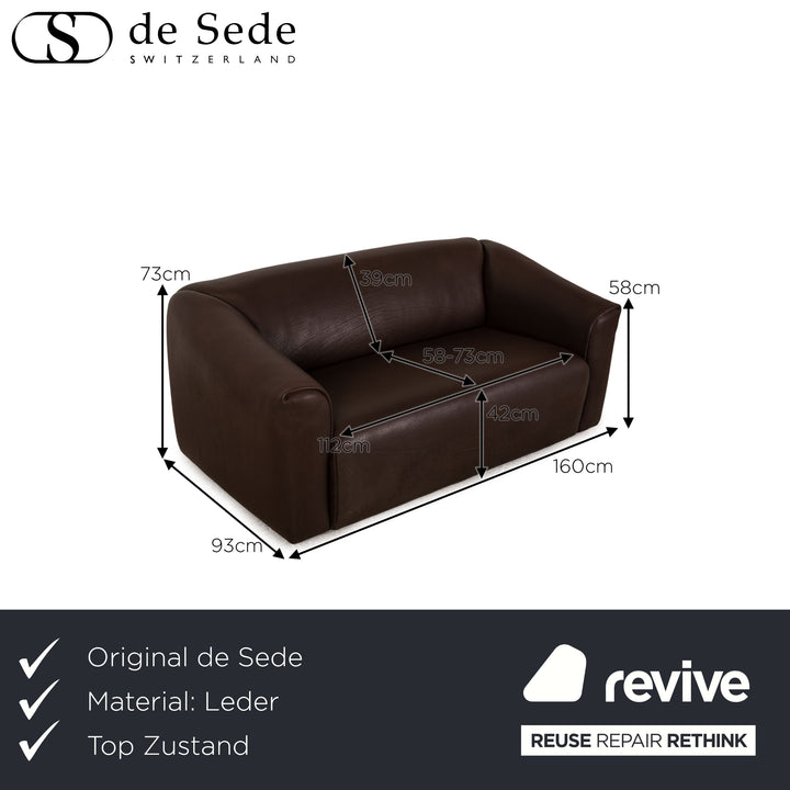 de Sede DS 47 Leder Zweisitzer Braun Sofa Couch