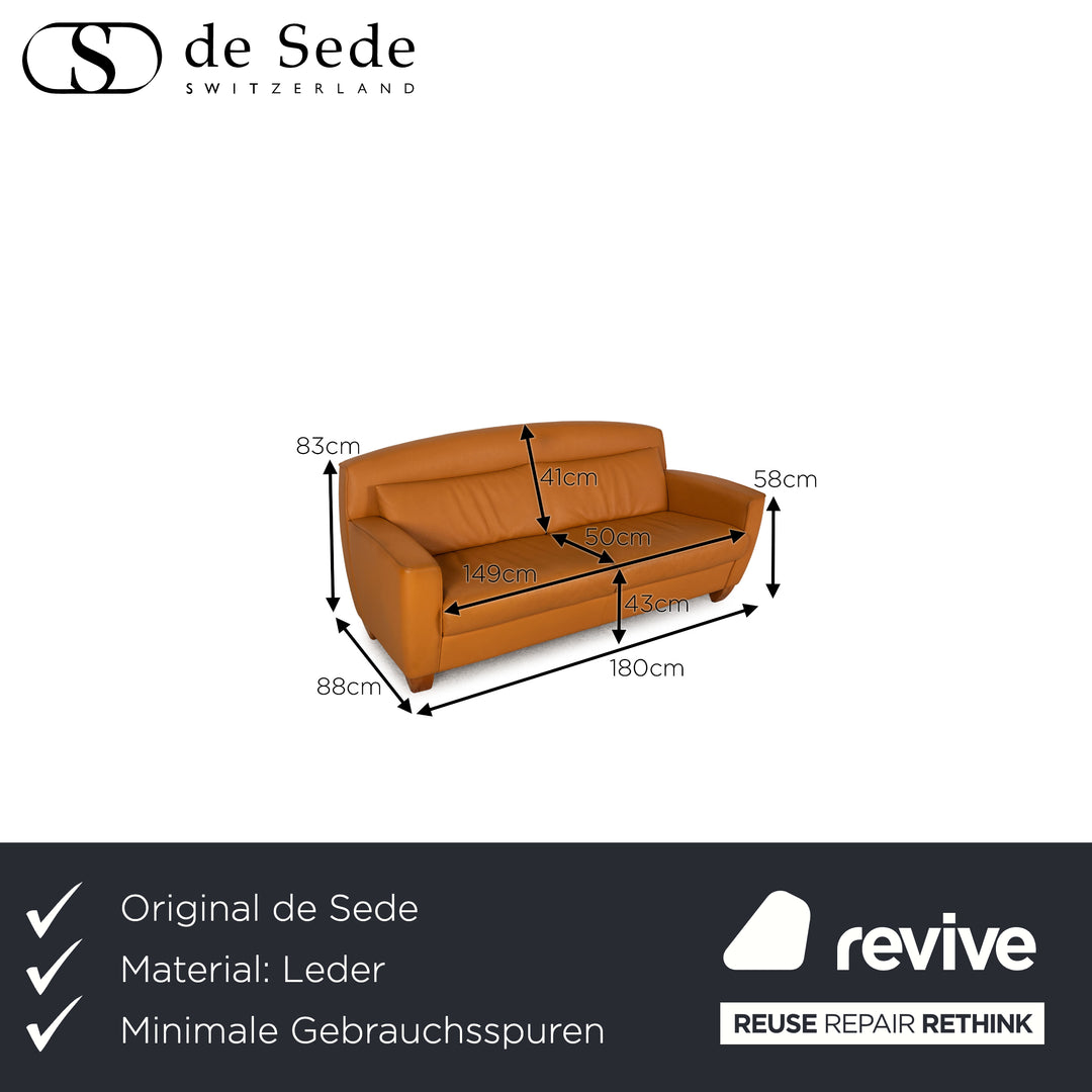 de Sede Leather Sofa Orange two seater couch