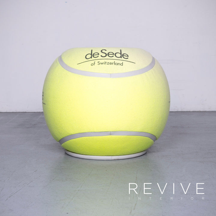 de Sede DS-9100 Tennis Ball Leather Chair Yellow Genuine Leather Fabric Chair 1985 WTA Tournament #6701