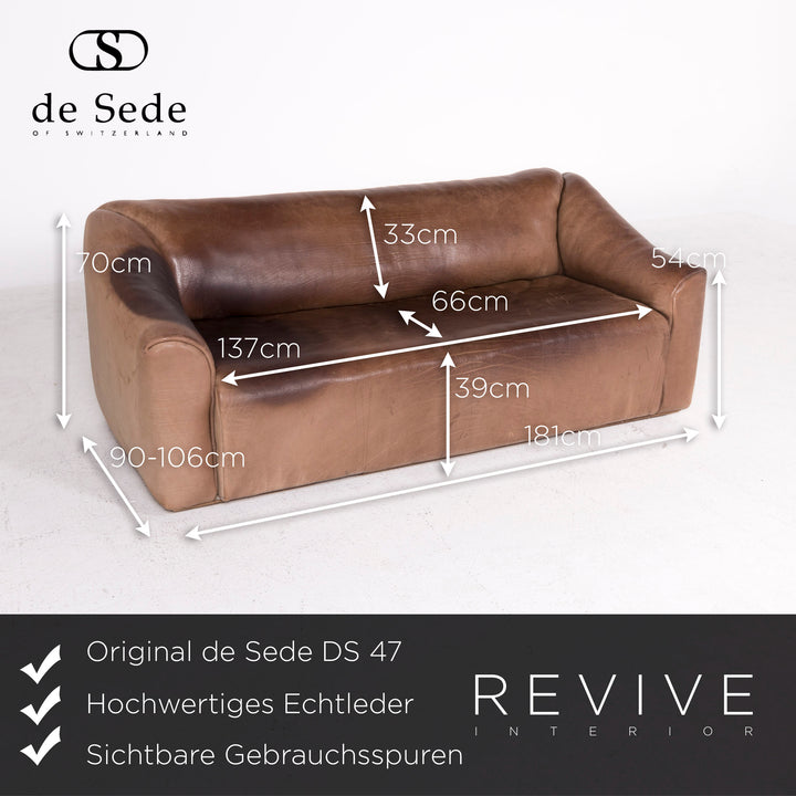 de Sede DS 47 Designer Leder Sofa Sessel Hocker Garnitur Echtleder Zweisitzer Dreisitzer Couch Anilin #8680