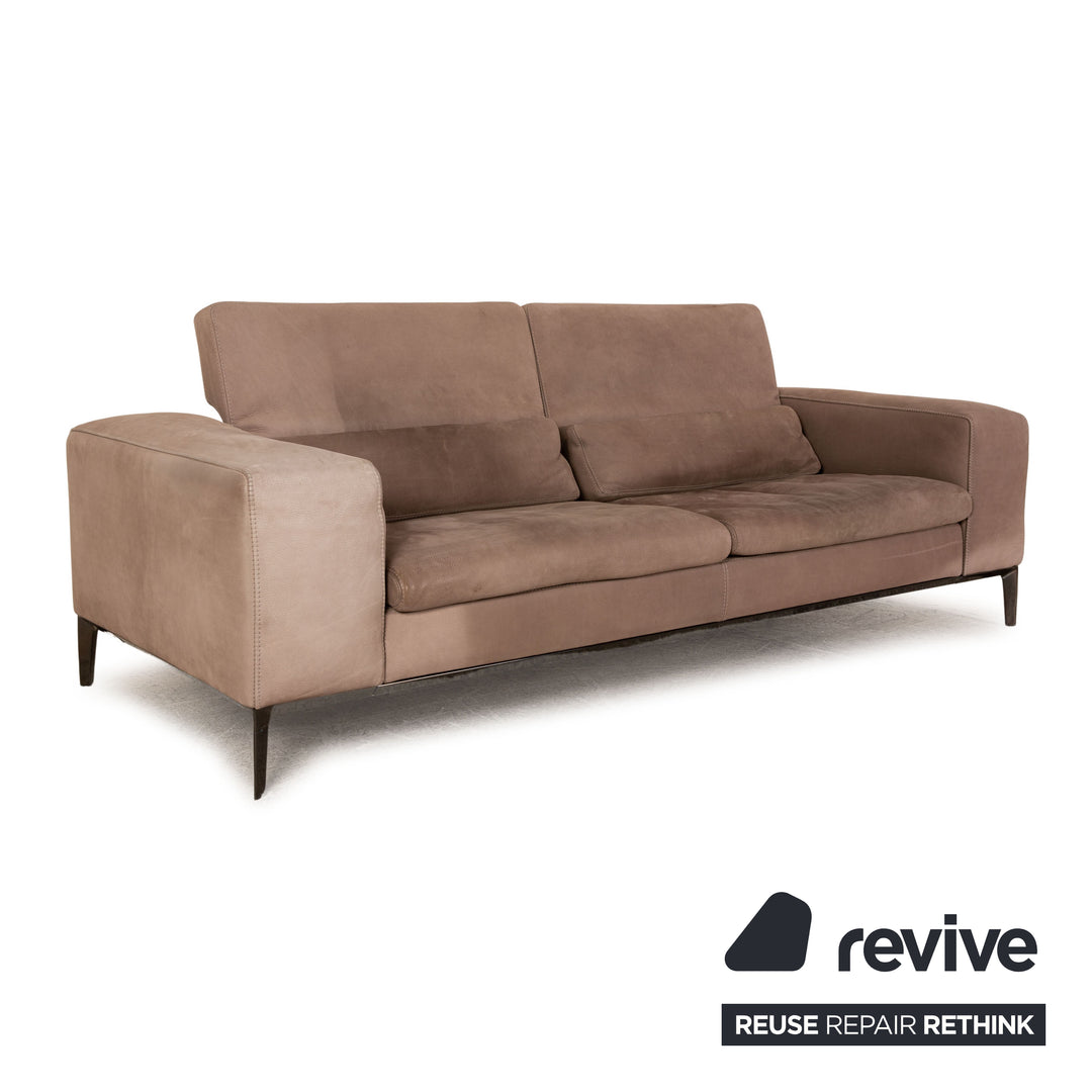 Divani Rigoletto Leder Sofa Beige Dreisitzer Couch