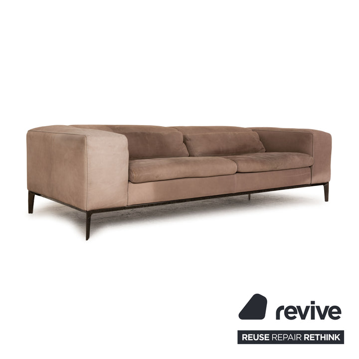 Divani Rigoletto Leder Sofa Beige Dreisitzer Couch