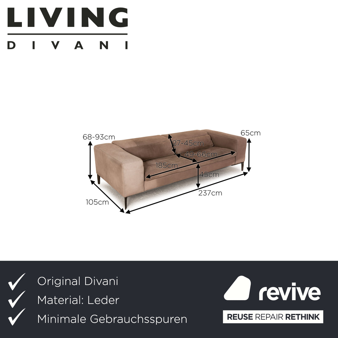 Divani Rigoletto Leder Sofa Beige Dreisitzer Couch