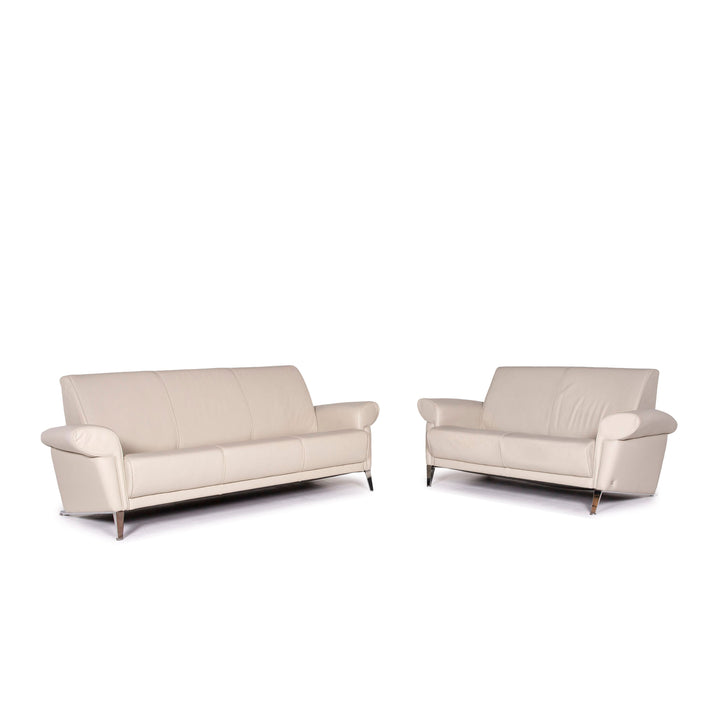 Doimo leather sofa set gray 1x three-seater 1x two-seater couch #11569
