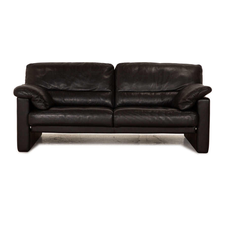Dreipunkt Leder Zweisitzer Anthrazit Sofa Couch