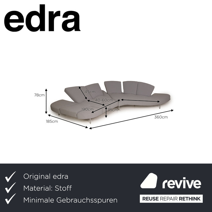 edra Flap Stoff Sofa Grau Ecksofa Couch Funktion