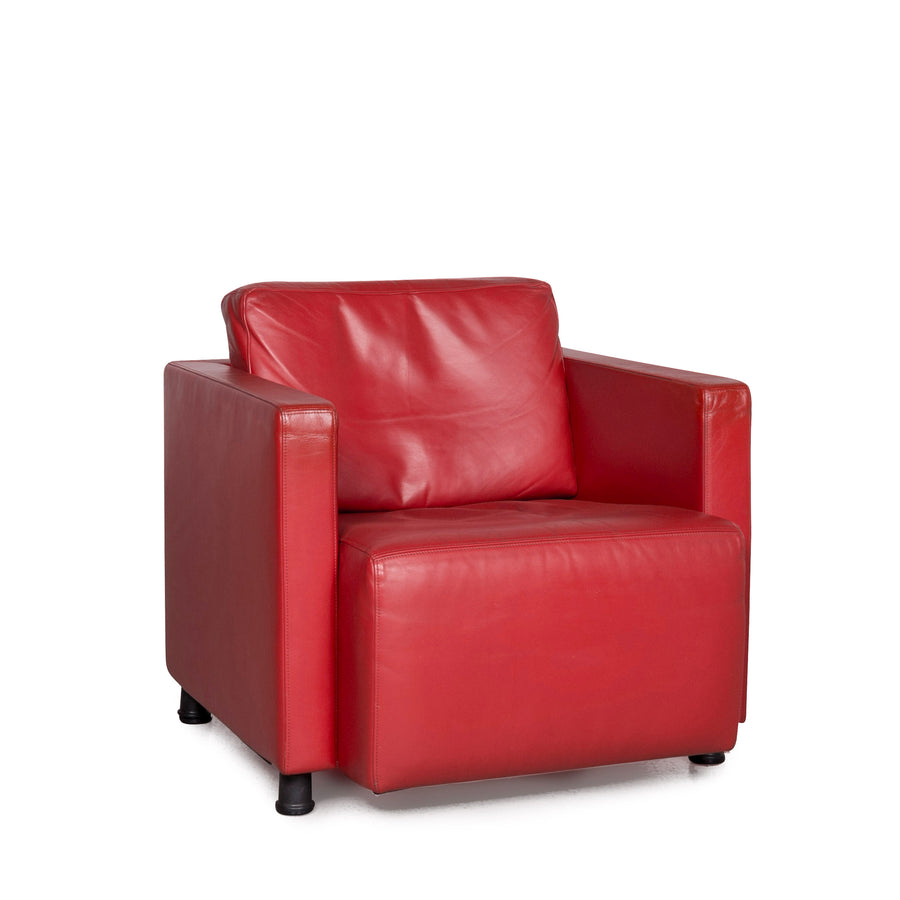 Walter Knoll Nelson Leder Sessel Rot Echtleder Stuhl #8055