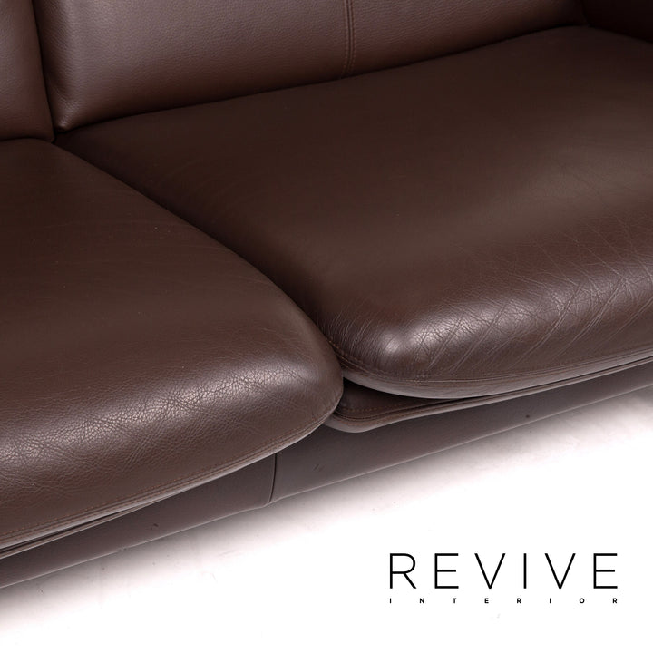 Erpo City leather sofa brown dark brown two-seater couch
