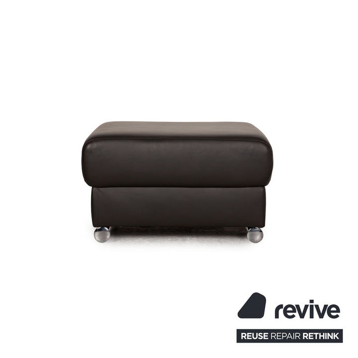Ewald Schillig Brand Blues leather stool anthracite