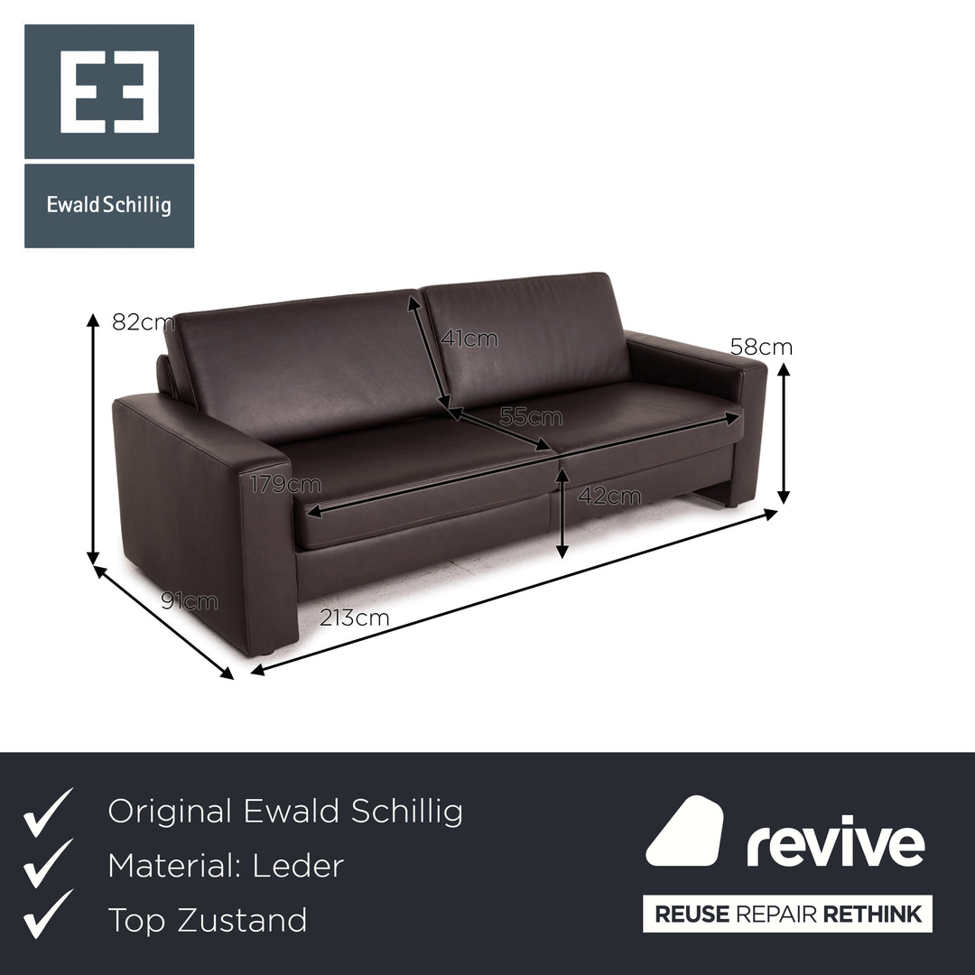Ewald Schillig Concept Plus Canapé en cuir marron Canapé trois places marron foncé