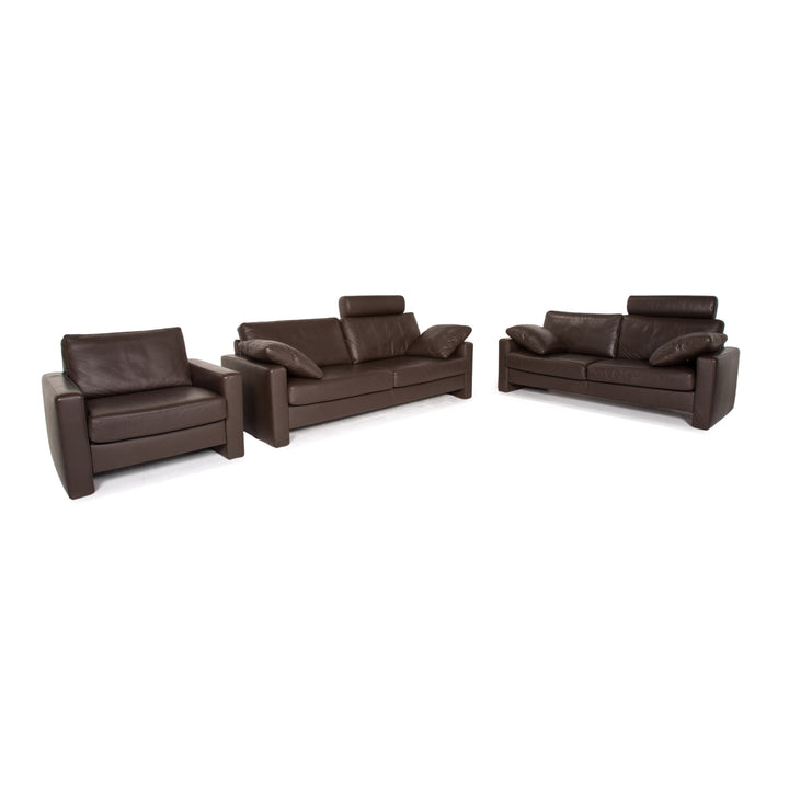Ensemble de canapés en cuir Ewald Schillig Concept Plus marron marron foncé 1x trois places 1x deux places 1x fauteuil #15306