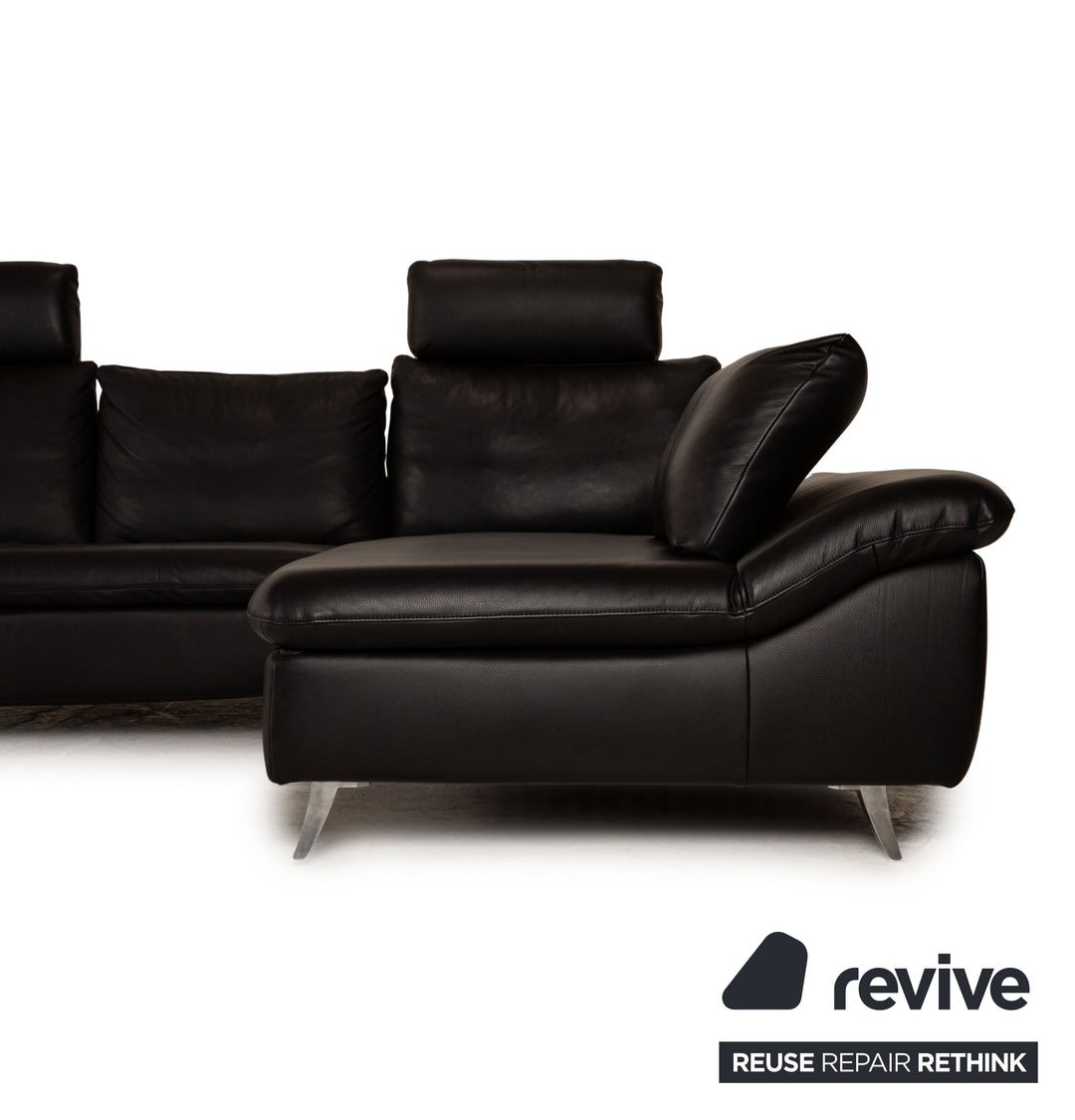 Ewald Schillig Dragon Leder Ecksofa Schwarz Sofa Couch Funktion