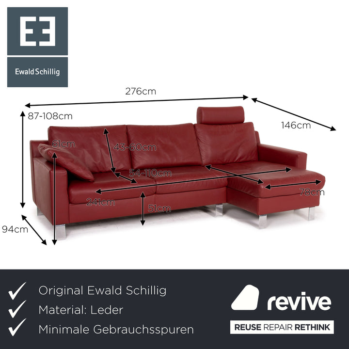 Ewald Schillig Flex Plus Dunkelrot Ecksofa Leder