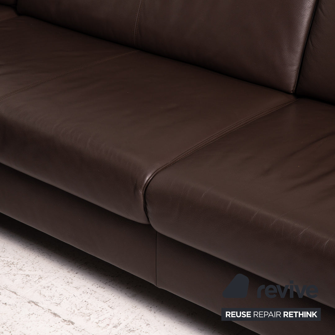 Canapé d'angle en cuir Ewald Schillig Flex Plus marron canapé marron foncé