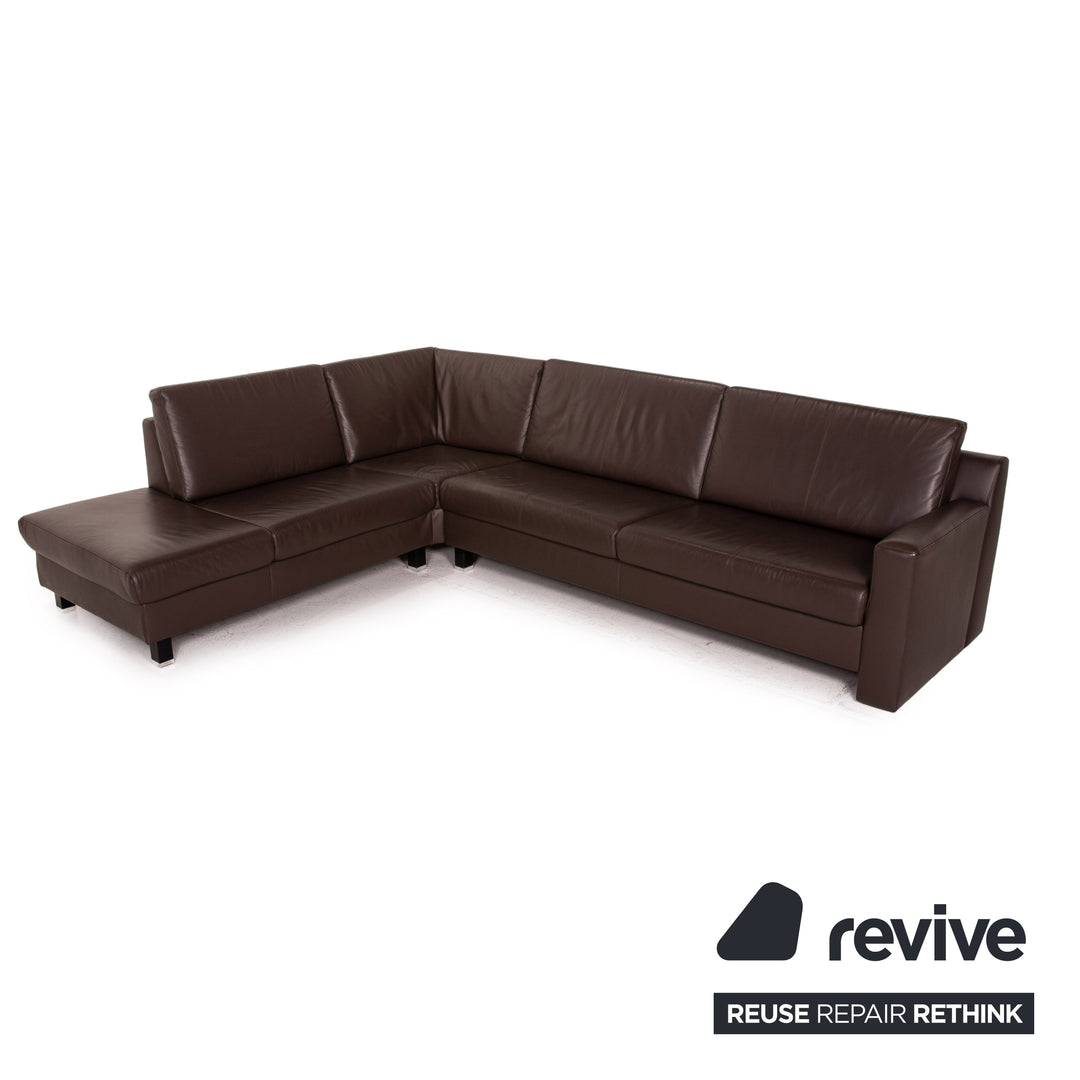 Canapé d'angle en cuir Ewald Schillig Flex Plus marron canapé marron foncé