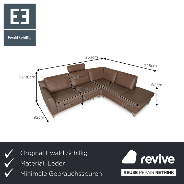 Ewald Schillig Flex Plus Canapé d'angle en cuir Marron Canapé