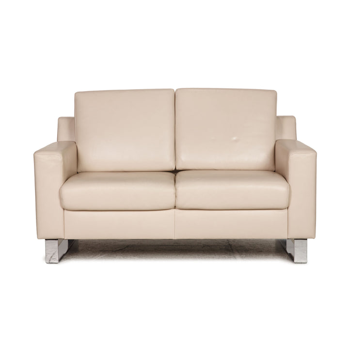 Ewald Schillig Flex Plus leather sofa cream two-seater couch