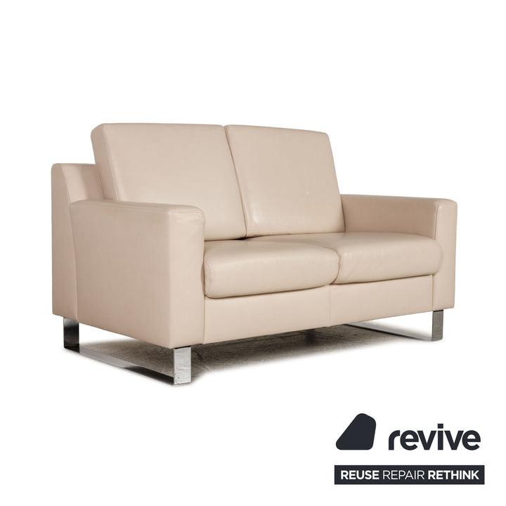 Ewald Schillig Flex Plus leather sofa cream two-seater couch