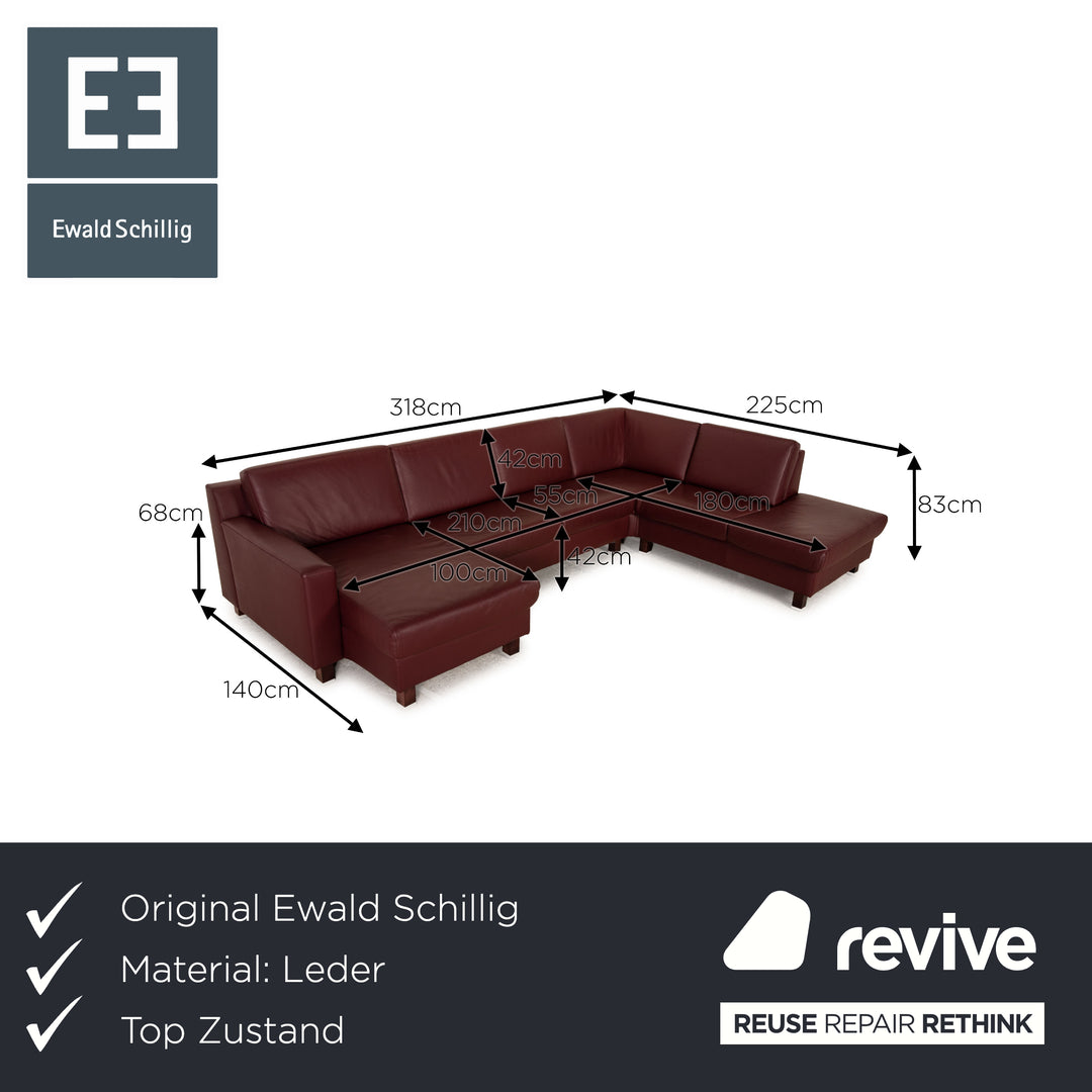 Ewald Schillig Flex Plus Leder Sofa Rot Dunkelrot U - Ecksofa Couch