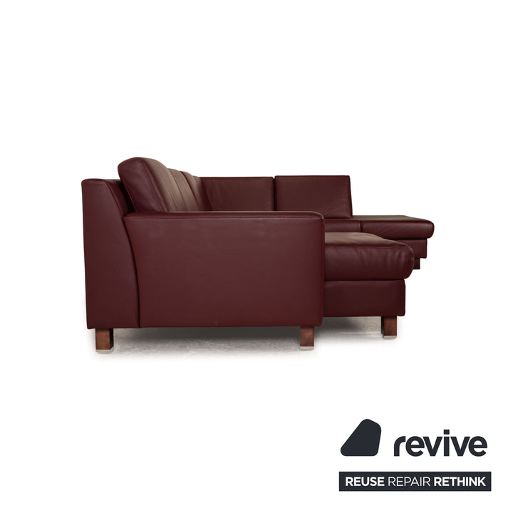 Ewald Schillig Flex Plus Leder Sofa Rot Dunkelrot U - Ecksofa Couch