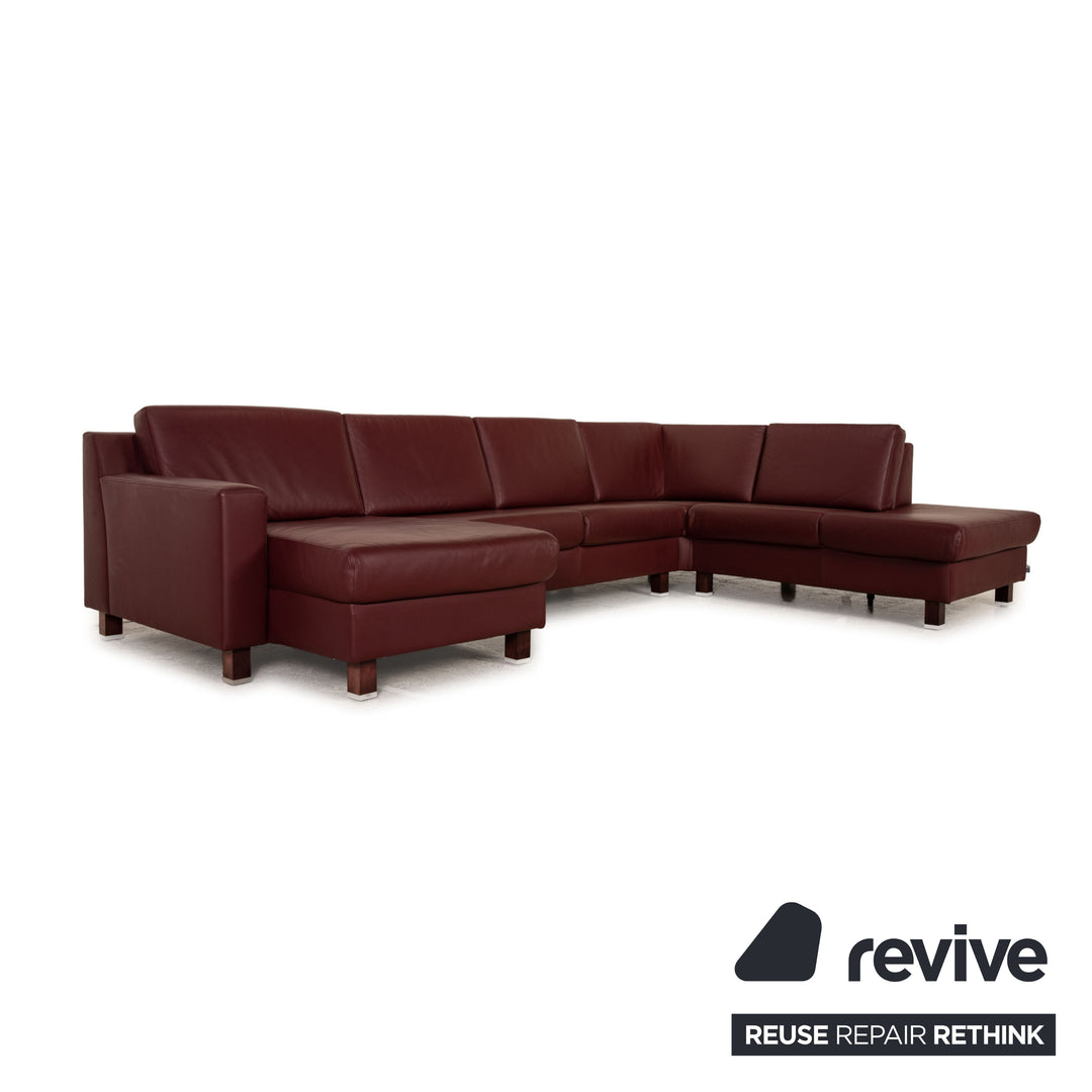 Ewald Schillig Flex Plus Leder Sofa Rot Dunkelrot U - Ecksofa Couch