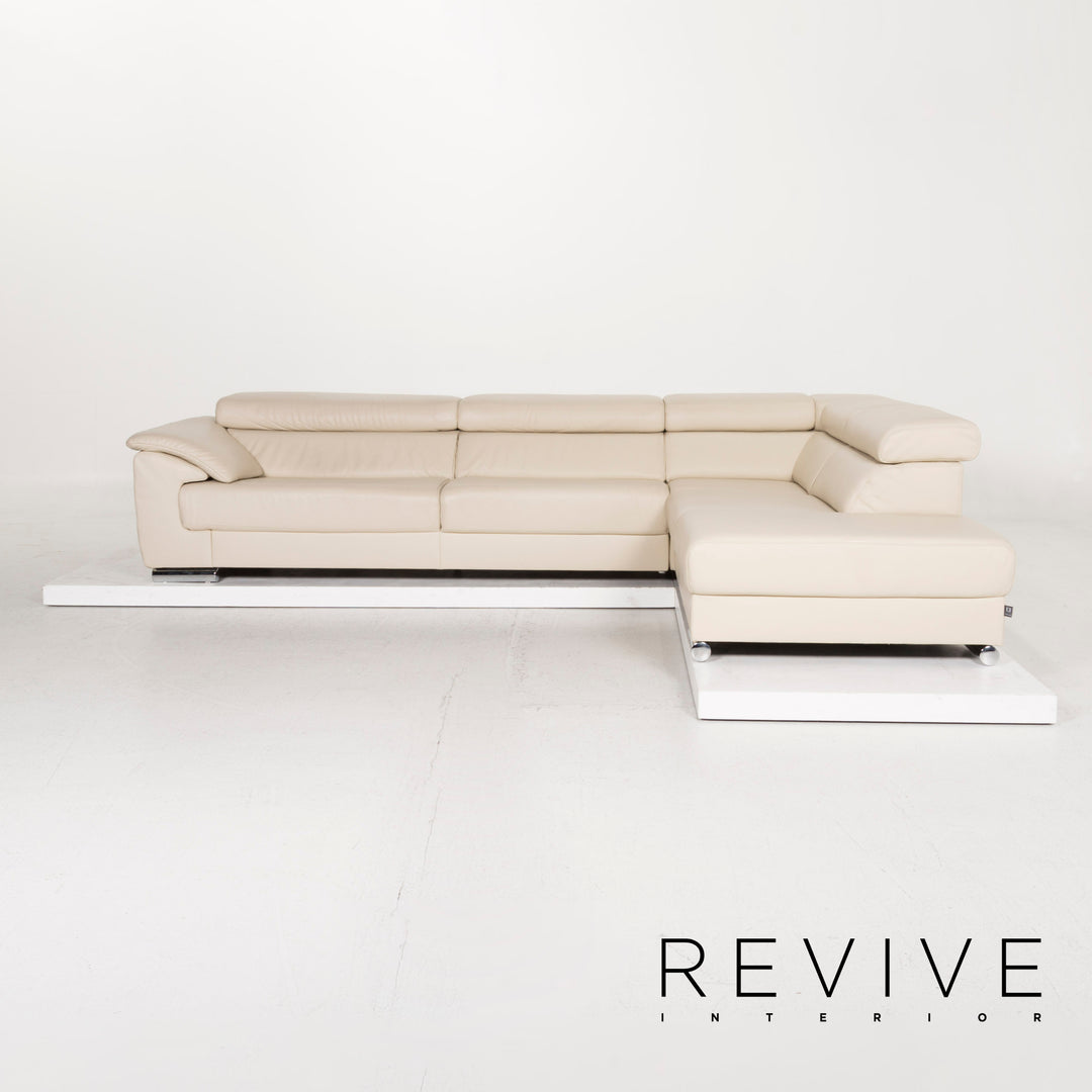 Ewald Schillig Canapé d'angle en cuir Beige Canapé #12468